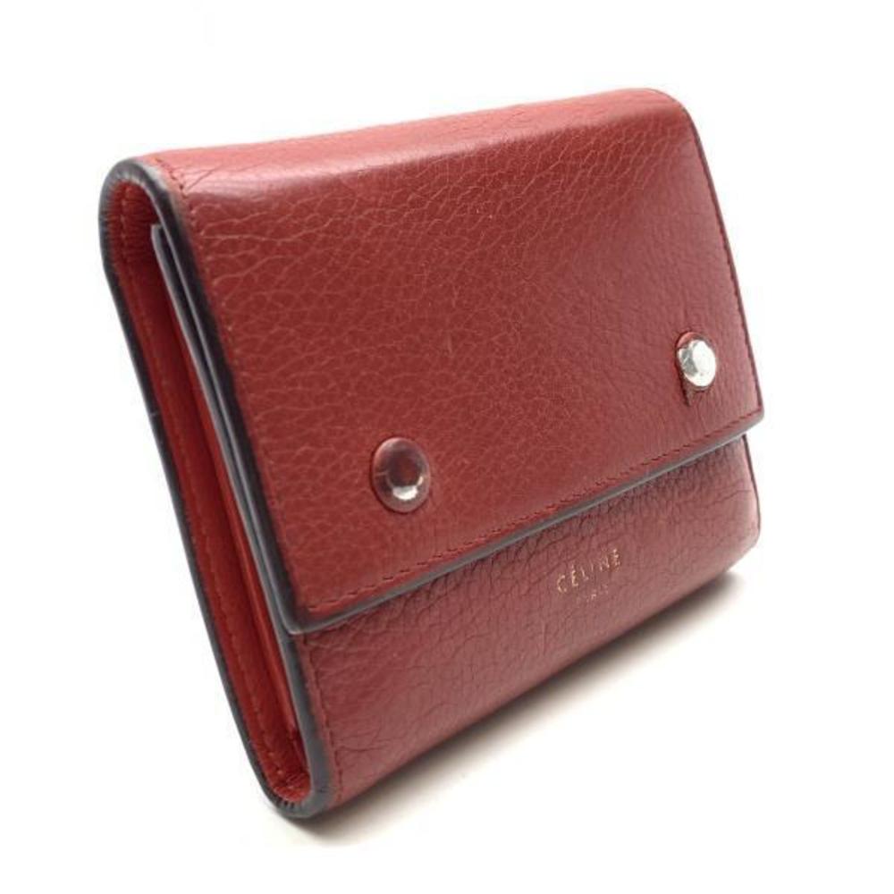 Celine Tri-Fold Multi-Function Compact Wallet Red - image 2